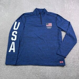 Team USA Top Mens Large Blue Olympics American Flag Performance Zip Pullover